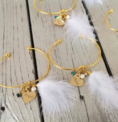 Χειροποίητα Βραχιόλια Bachelorette με Πέρλα, Strass, Φτερά & Χάραξη