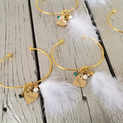 Χειροποίητα Βραχιόλια Bachelorette με Πέρλα, Strass, Φτερά & Χάραξη