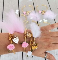 Χειροποίητα Βραχιόλια Bachelorette με Τριαντάφυλλο, Φτερά, Strass & Χάραξη Καρδιάς