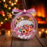 Χριστουγεννιάτικη Μπάλα Plexiglass Ταρανδάκι με Μπαλίτσες & Όνομα (Για Αγόρι ή Κορίτσι, 8-12εκ.)