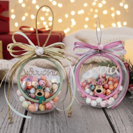 Χριστουγεννιάτικη Μπάλα Plexiglass Ταρανδάκι με Μπαλίτσες & Όνομα (Για Αγόρι ή Κορίτσι, 8-12εκ.) Χριστουγεννιάτικη Μπάλα Plexiglass Ταρανδάκι με Μπαλίτσες & Όνομα (Για Αγόρι ή Κορίτσι, 8-12εκ.)