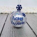 Μπάλα Χριστουγεννιάτικη Νονά με Όνομα & Glitter 6cm