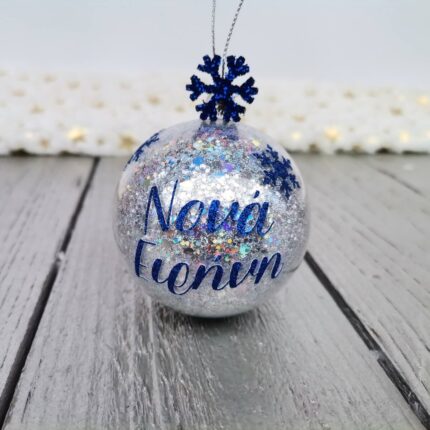 Μπάλα Χριστουγεννιάτικη Νονά με Όνομα & Glitter 6cm