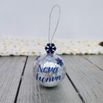 Μπάλα Χριστουγεννιάτικη Νονά με Όνομα & Glitter 6cm