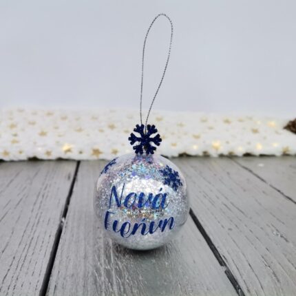 Μπάλα Χριστουγεννιάτικη Νονά με Όνομα & Glitter 6cm