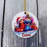 Χειροποίητo Χριστουγεννιάτικο Στολίδι Lilo & Stitch με όνομα