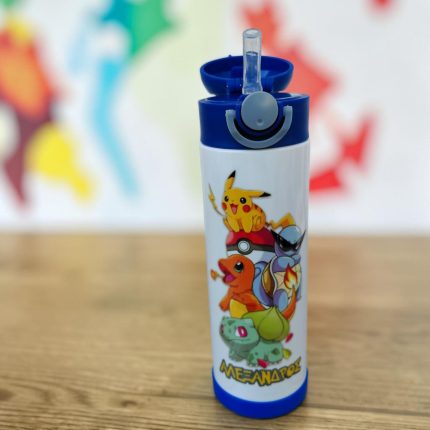 Ανοξείδωτο Παιδικό Παγούρι Θερμός Pokemon 500ml με Όνομα & Καλαμάκι – Γαλάζιο